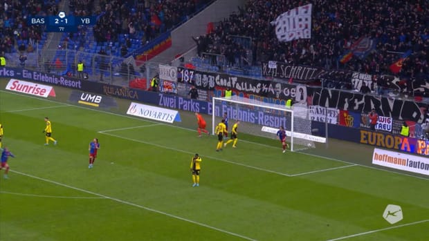 Sebastiano Esposito with a free kick goal for FC Basel